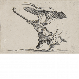 Dwarf with plumed hat playing lute