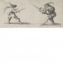 Dwarf  brandishing two daggers and dwarf  brandishing two swords