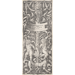 Grotesque ornament panel with two putti
