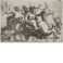 A putto holding on to a sea monster with deer head